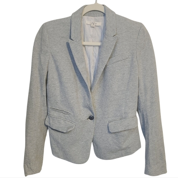 Ann Taylor LOFT | Women's Elegant Gray One Button Fitted Blazer (Size 6) - Picture 1 of 13
